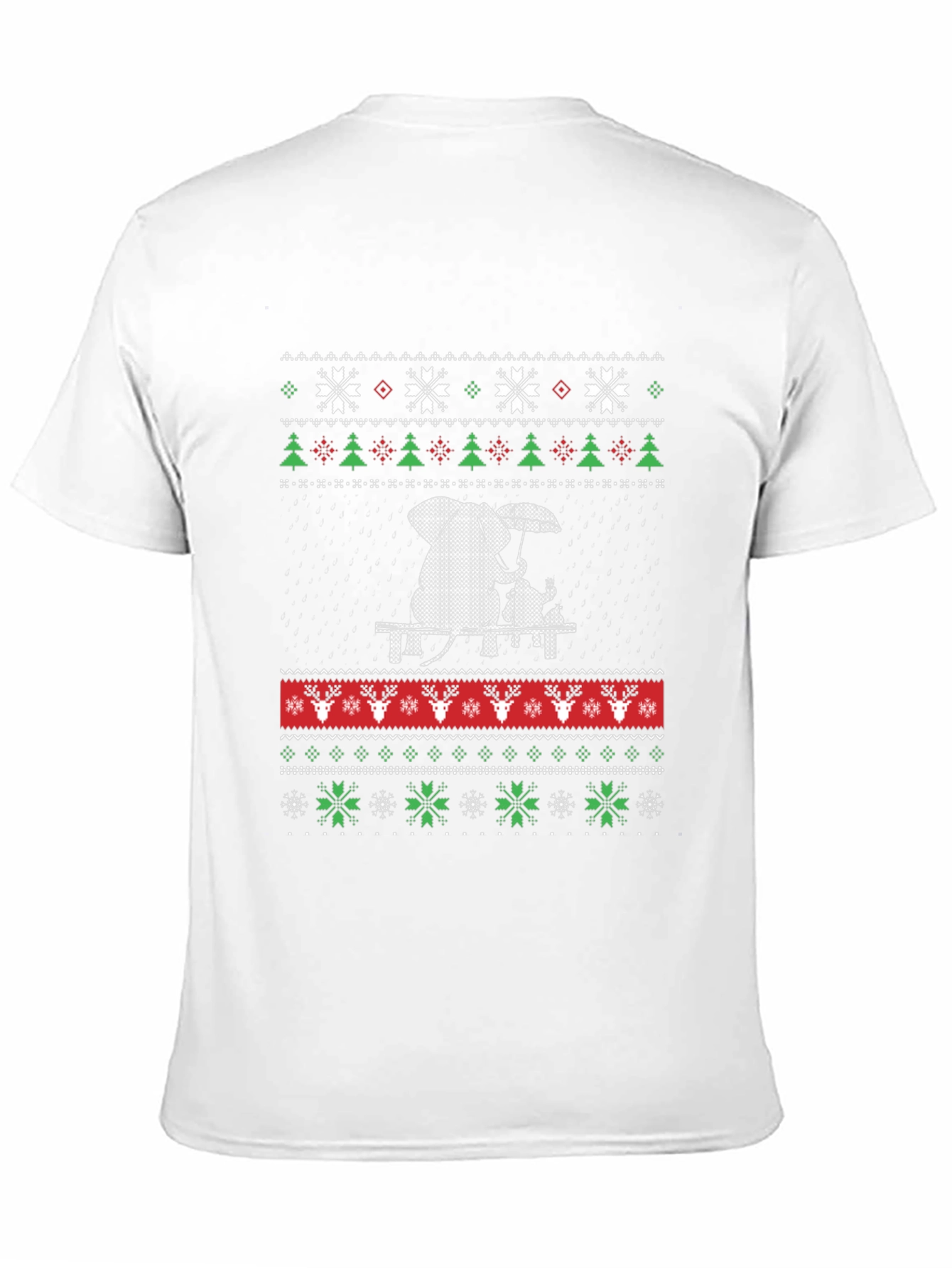 Whimsical Elephant & Cat Ugly Christmas T-Shirt