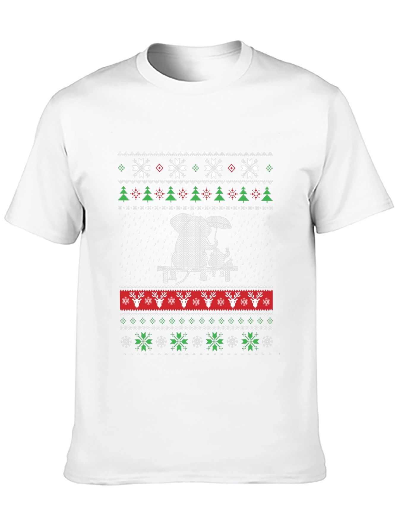 Whimsical Elephant & Cat Ugly Christmas T-Shirt
