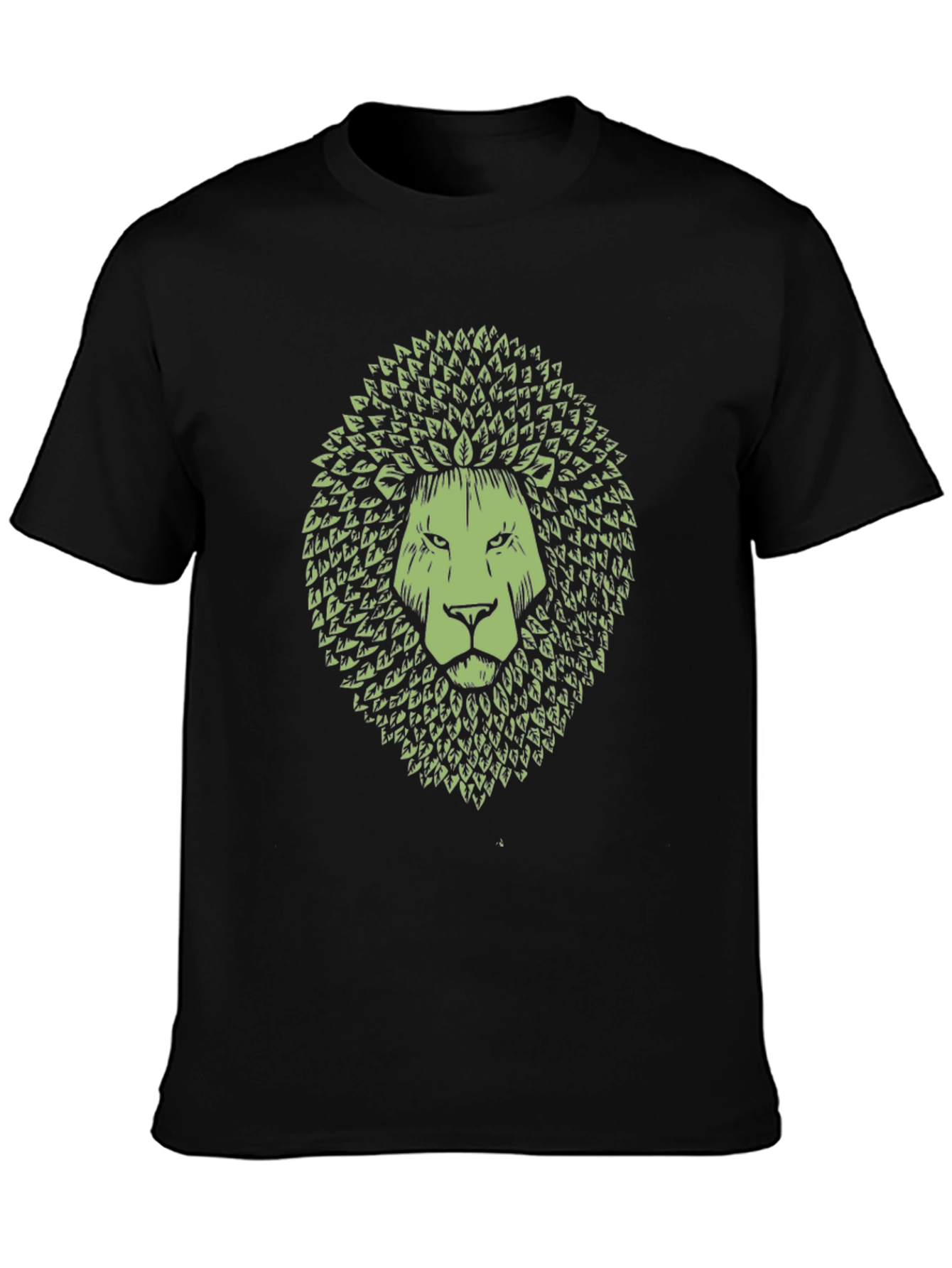 Leaf Lion Graphic Print T-Shirt - Black