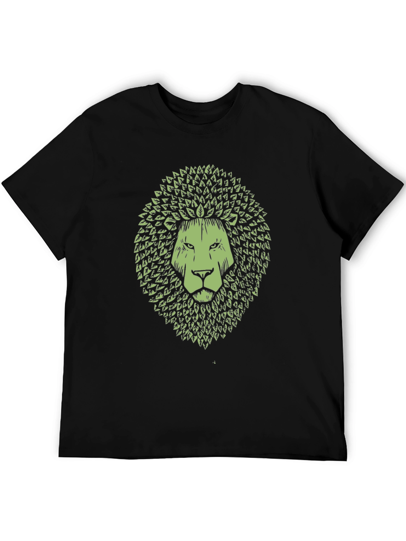 Leaf Lion Graphic Print T-Shirt - Black