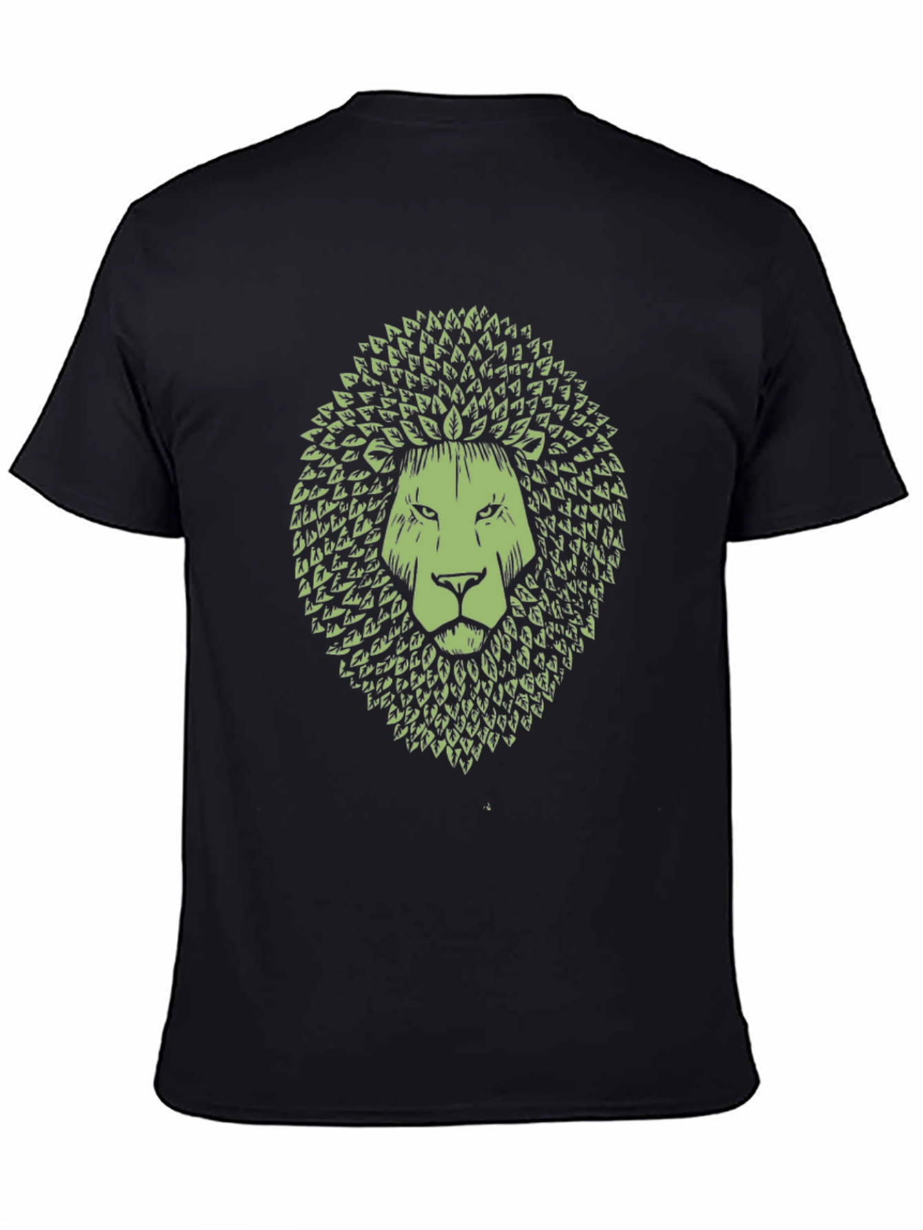 Leaf Lion Graphic Print T-Shirt - Black