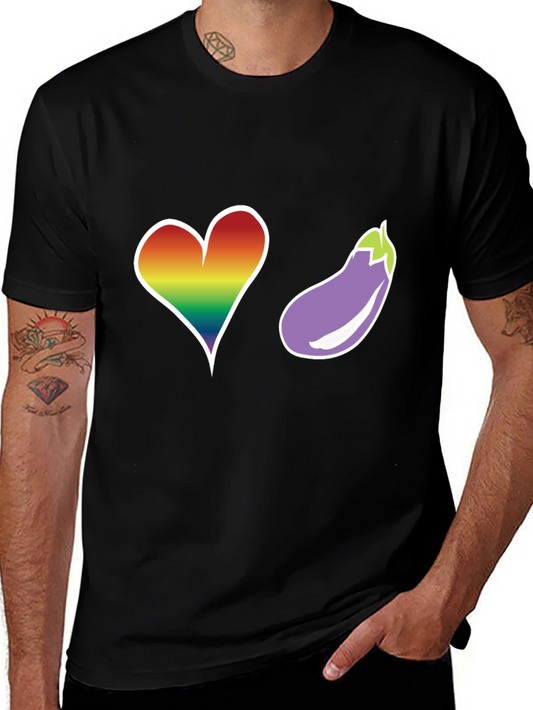 Rainbow Heart & Eggplant T-Shirt