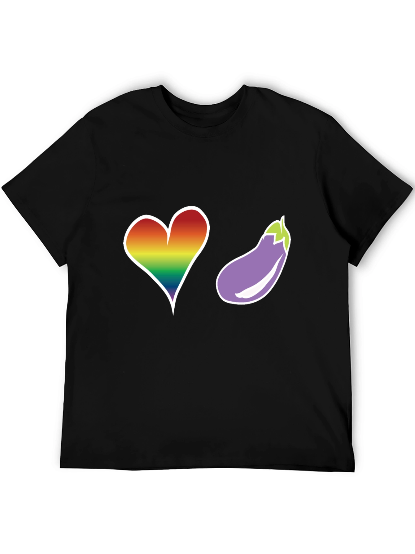 Rainbow Heart & Eggplant T-Shirt