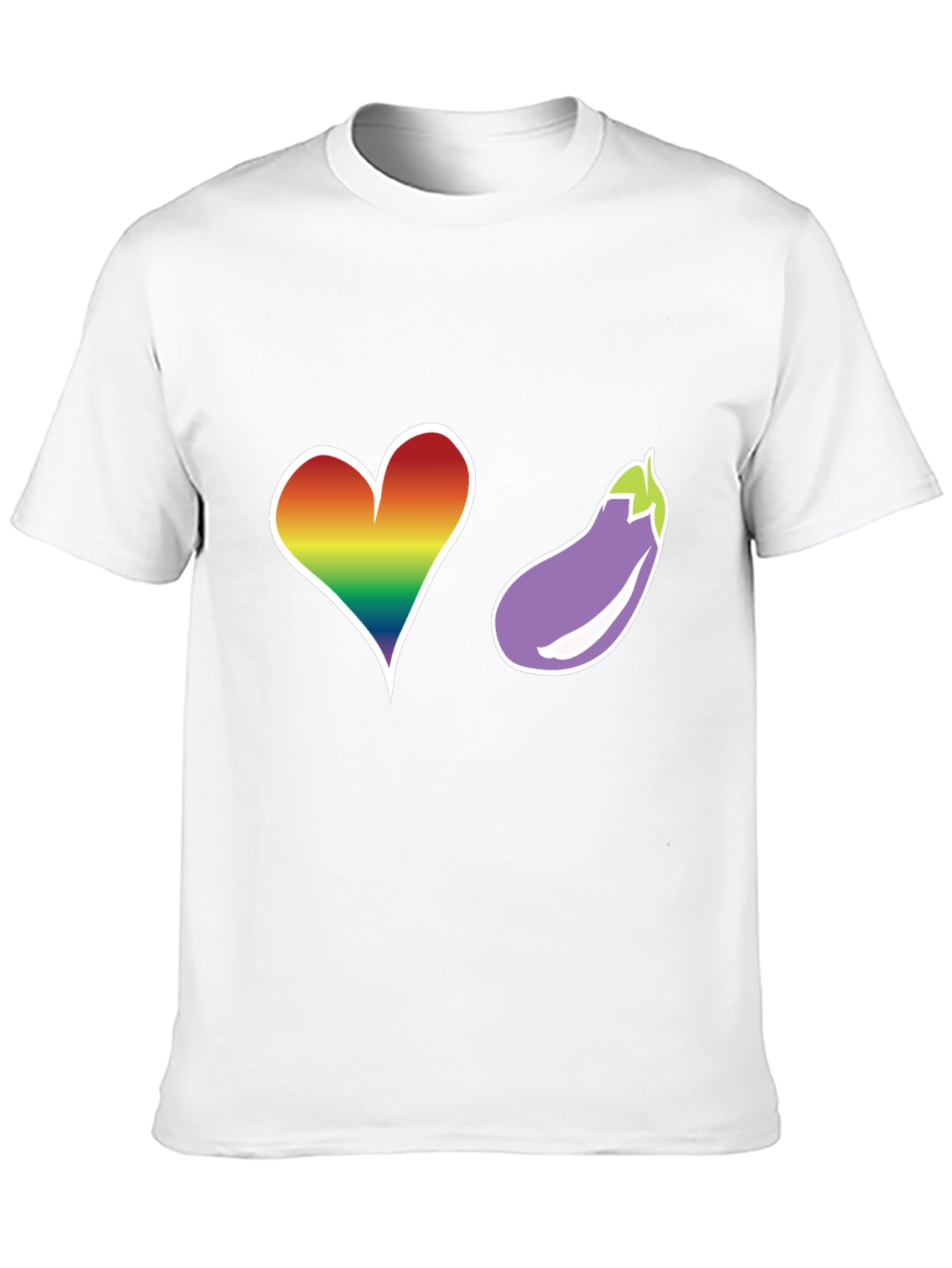 Rainbow Heart & Eggplant T-Shirt