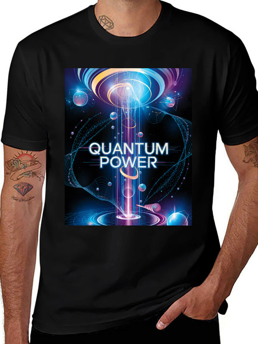 Quantum Power Graphic Tee - Black Cotton T-Shirt