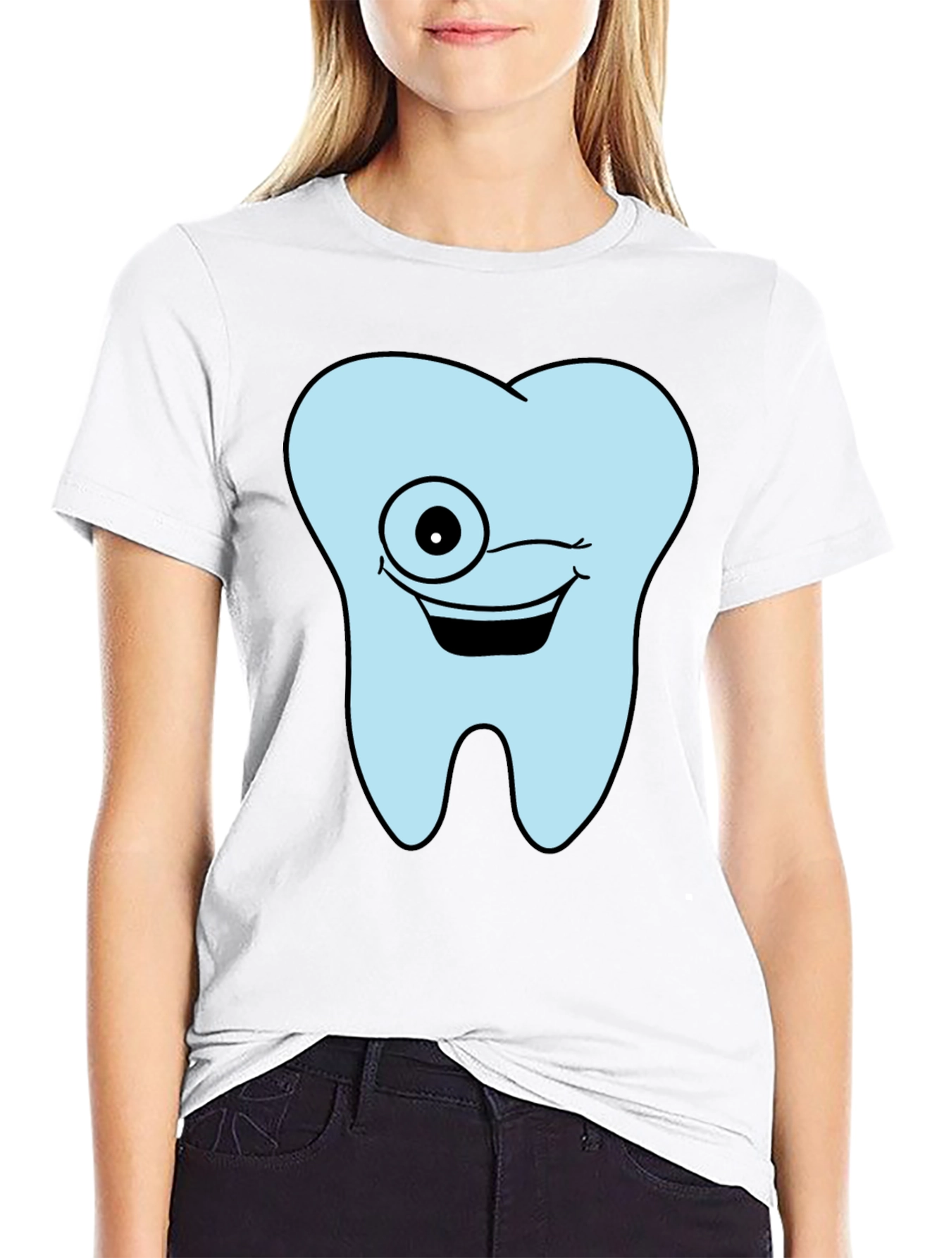 Winking Tooth Graphic T-Shirt - Black Cotton Tee