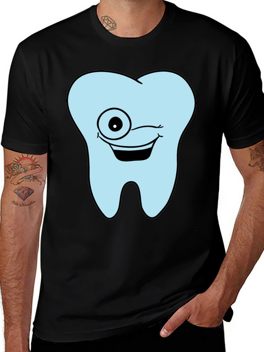 Winking Tooth Graphic T-Shirt - Black Cotton Tee