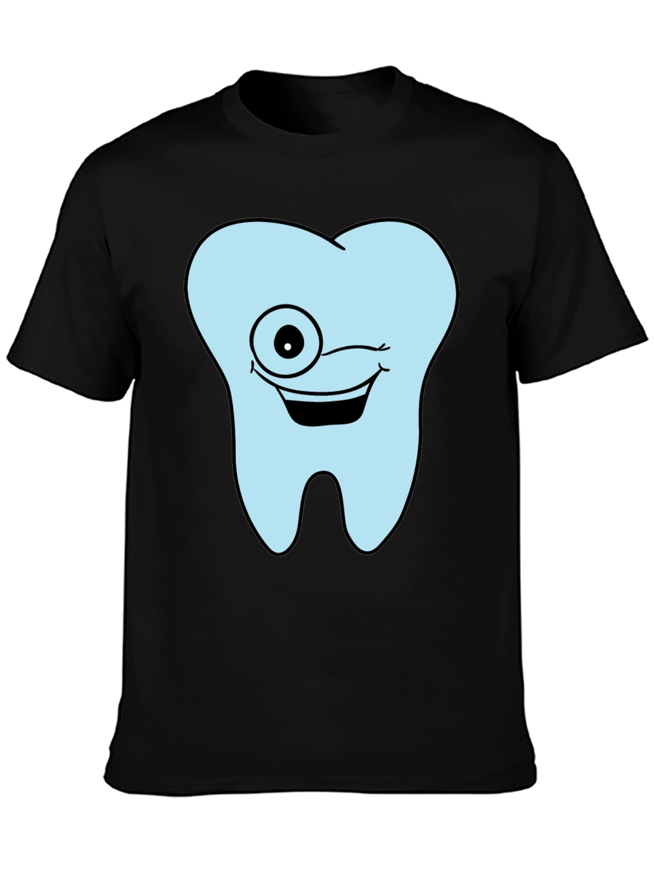 Winking Tooth Graphic T-Shirt - Black Cotton Tee