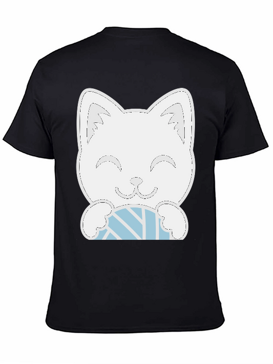 Cat & Yarn Graphic Tee - Black