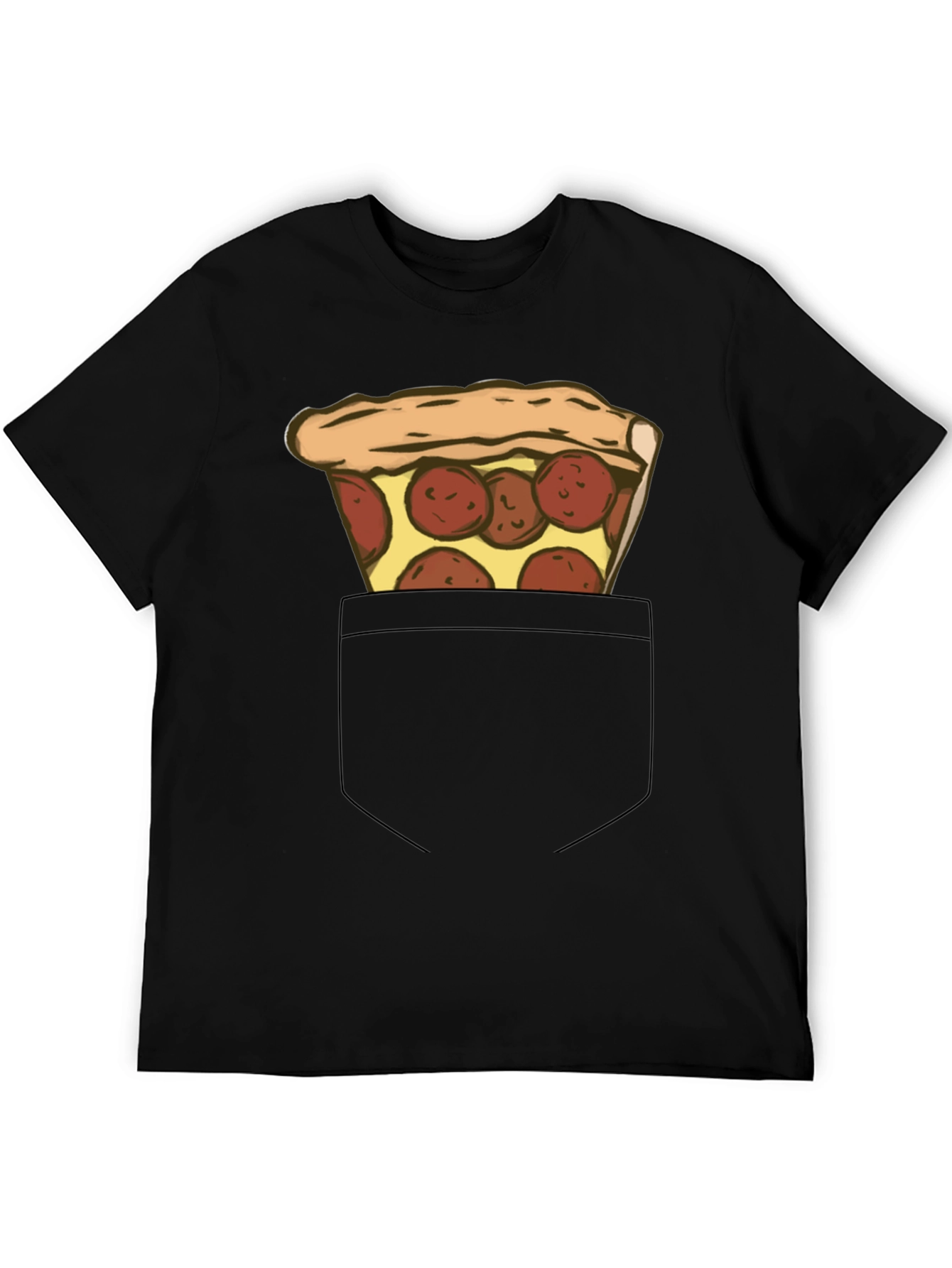 Pizza Pocket Graphic Tee - Casual Black T-Shirt