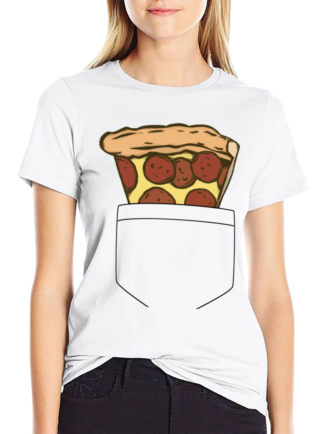 Pizza Pocket Graphic Tee - Casual Black T-Shirt