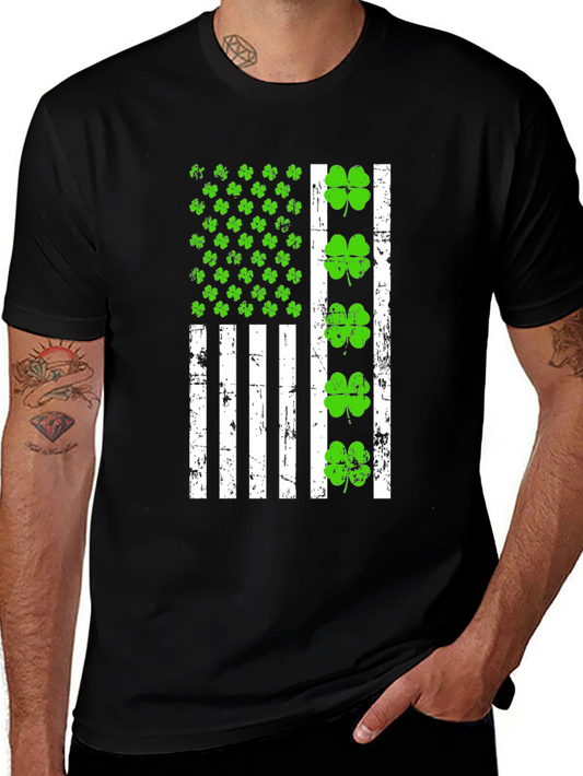 St. Patricks Day Shamrock American Flag T-Shirt