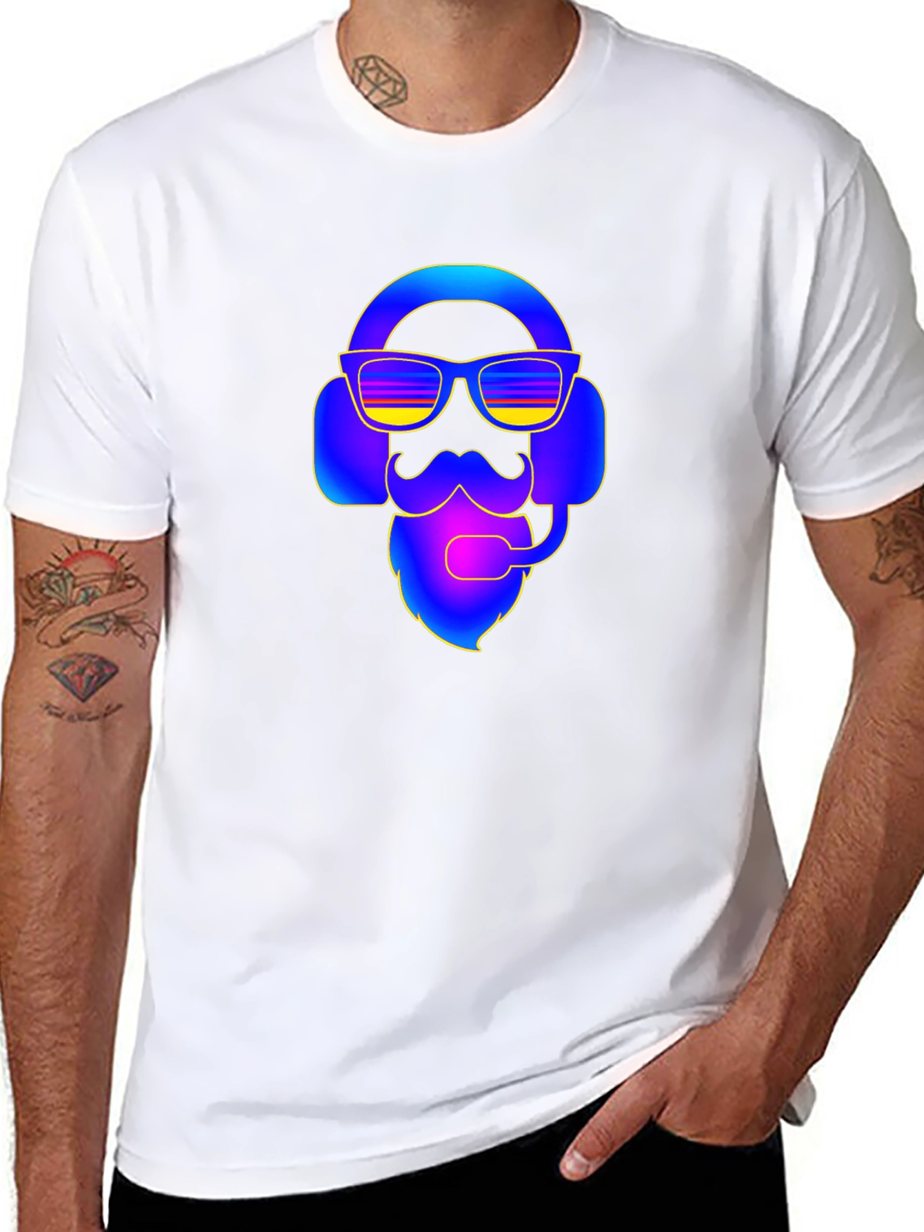 Cool Gamer Bearded Headset T-Shirt