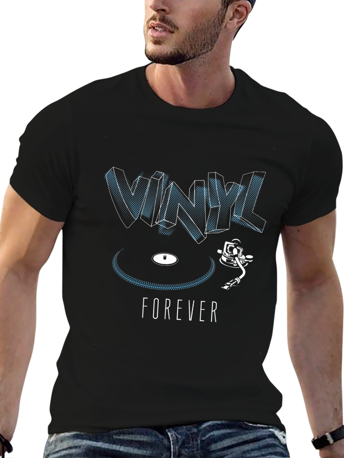Vinyl Forever Graphic T-Shirt - Black Cotton Tee