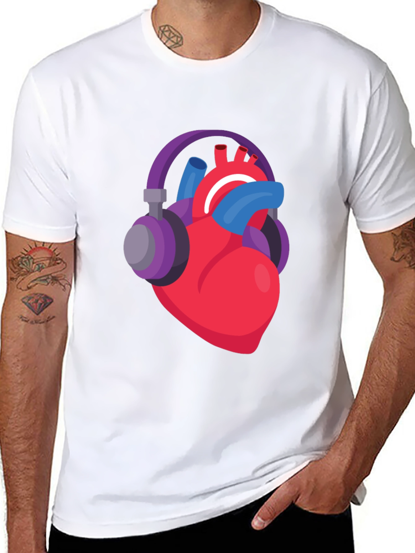 Heartbeat Headphones Graphic Tee - Music Lover Shirt