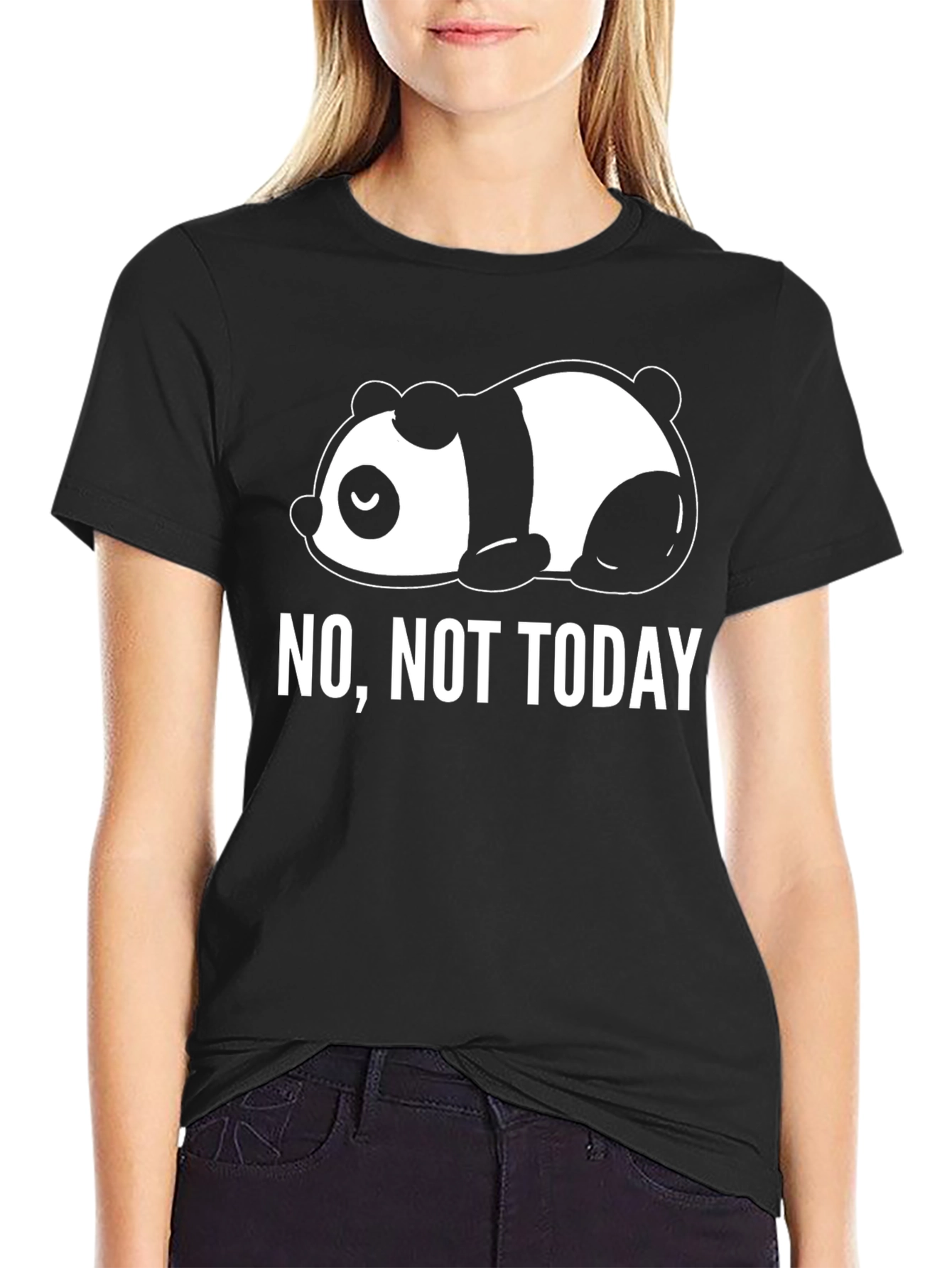 No Not Today Panda Graphic Tee - Black