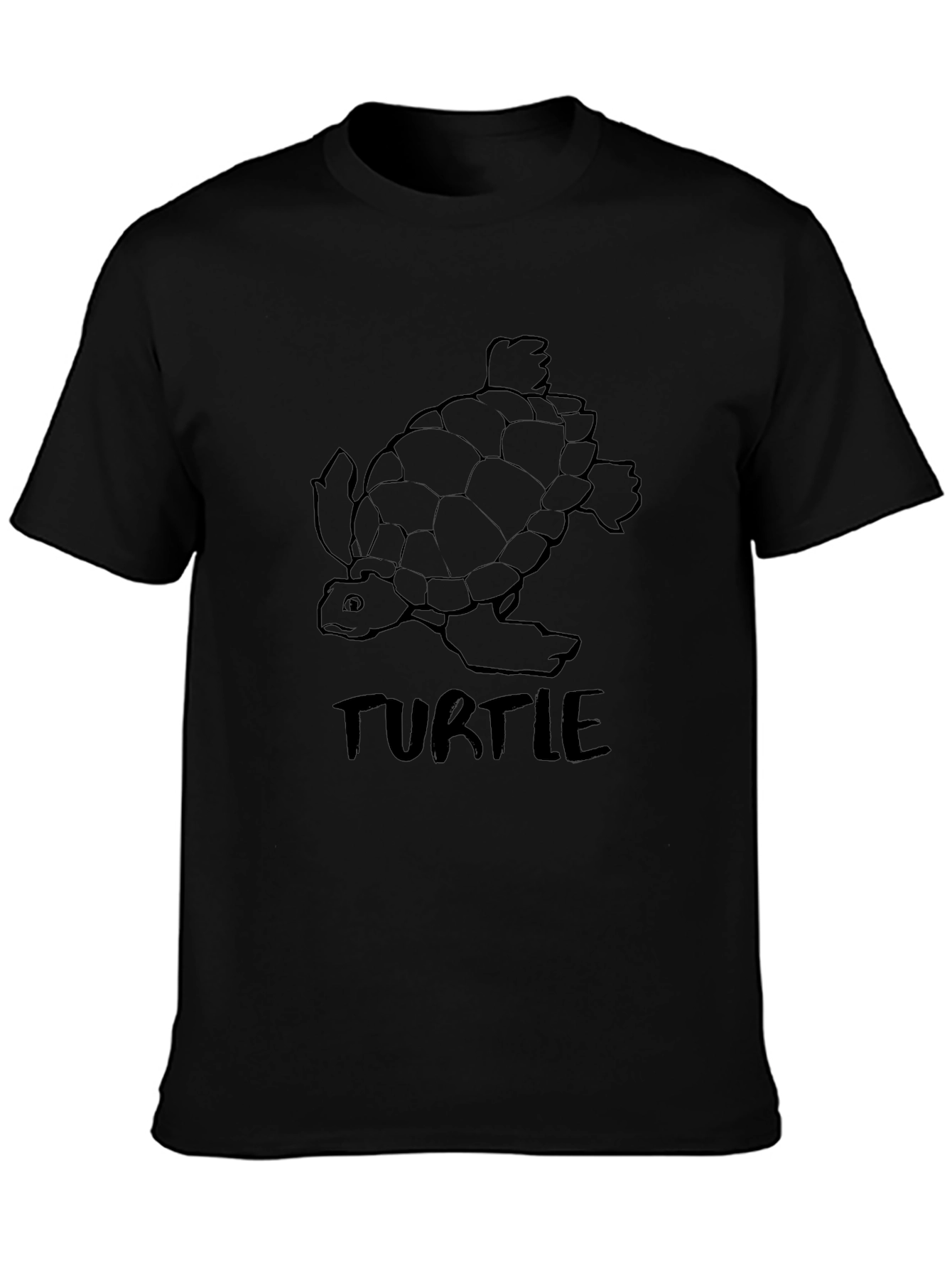 Turtle Graphic T-Shirt - Mens Black Crew Neck Tee