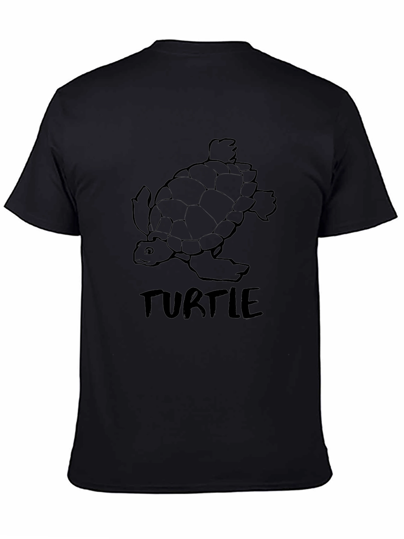 Turtle Graphic T-Shirt - Mens Black Crew Neck Tee