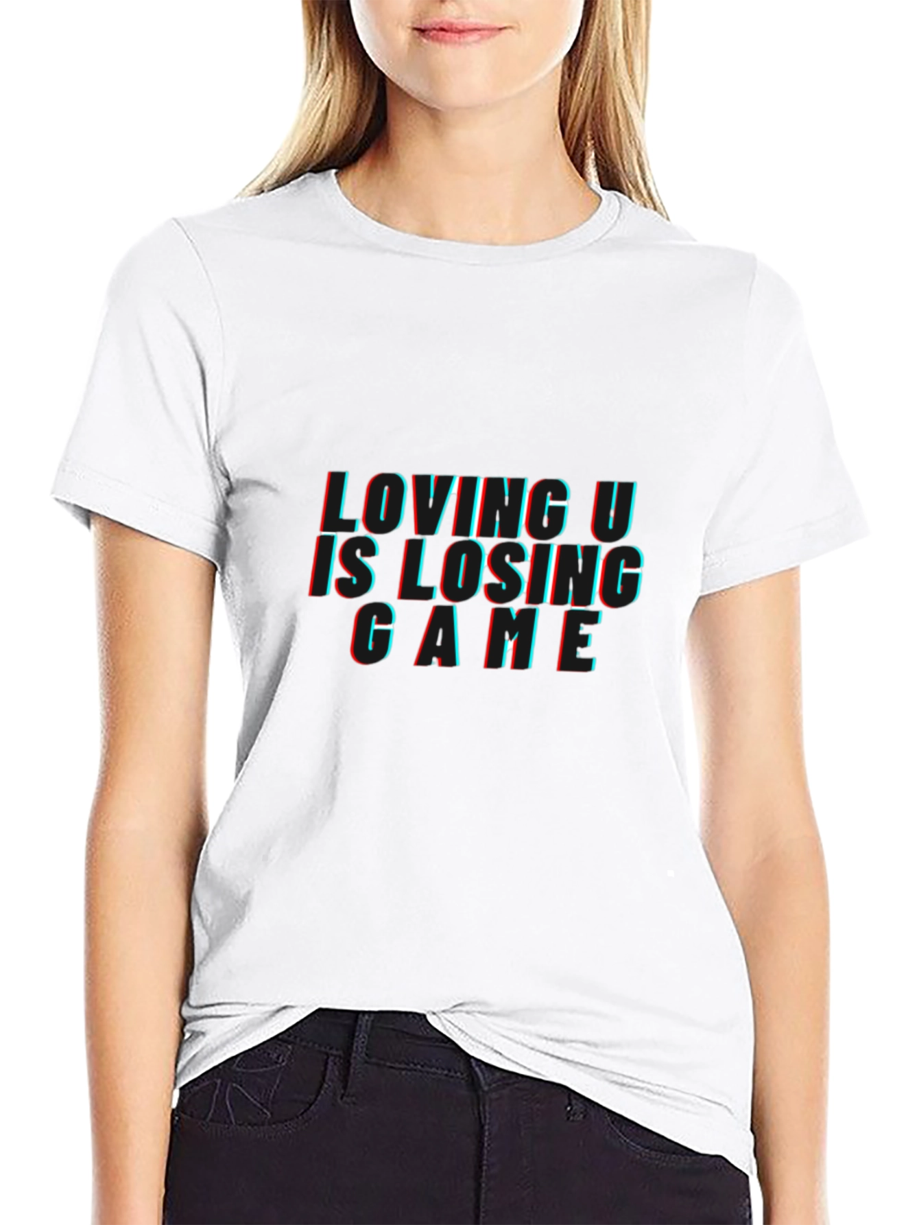 Loving U is Losing Game Black Graphic Tee