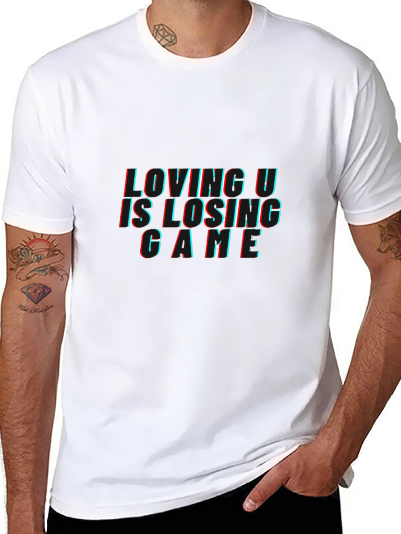 Loving U is Losing Game Black Graphic Tee