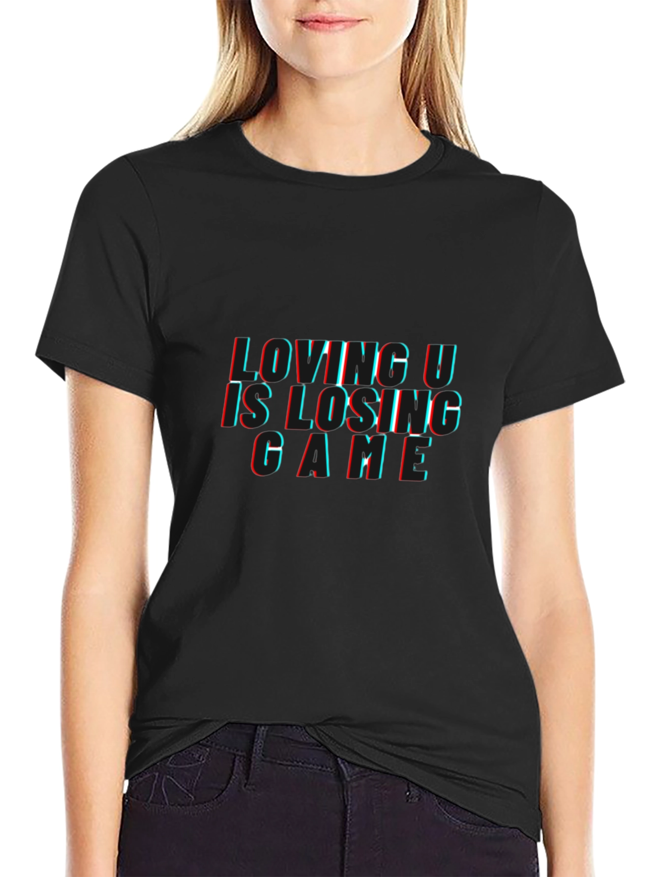 Loving U is Losing Game Black Graphic Tee