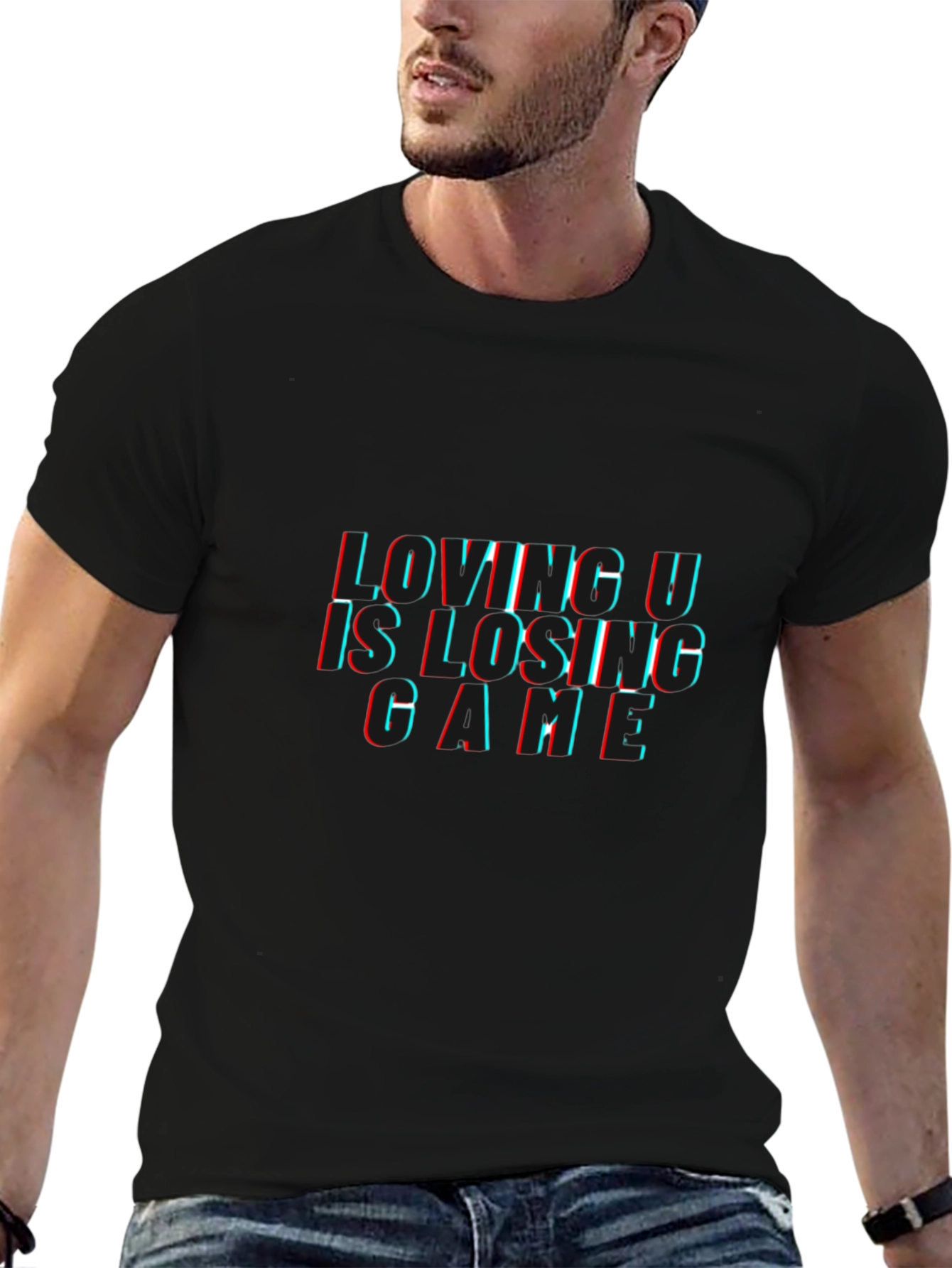 Loving U is Losing Game Black Graphic Tee