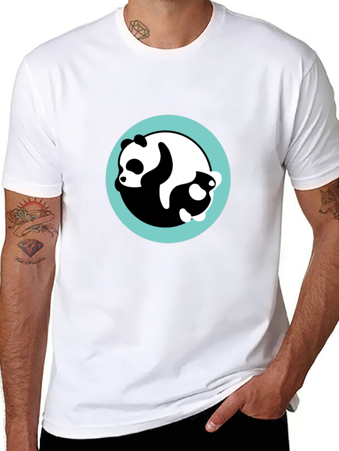 Yin Yang Panda Black T-Shirt