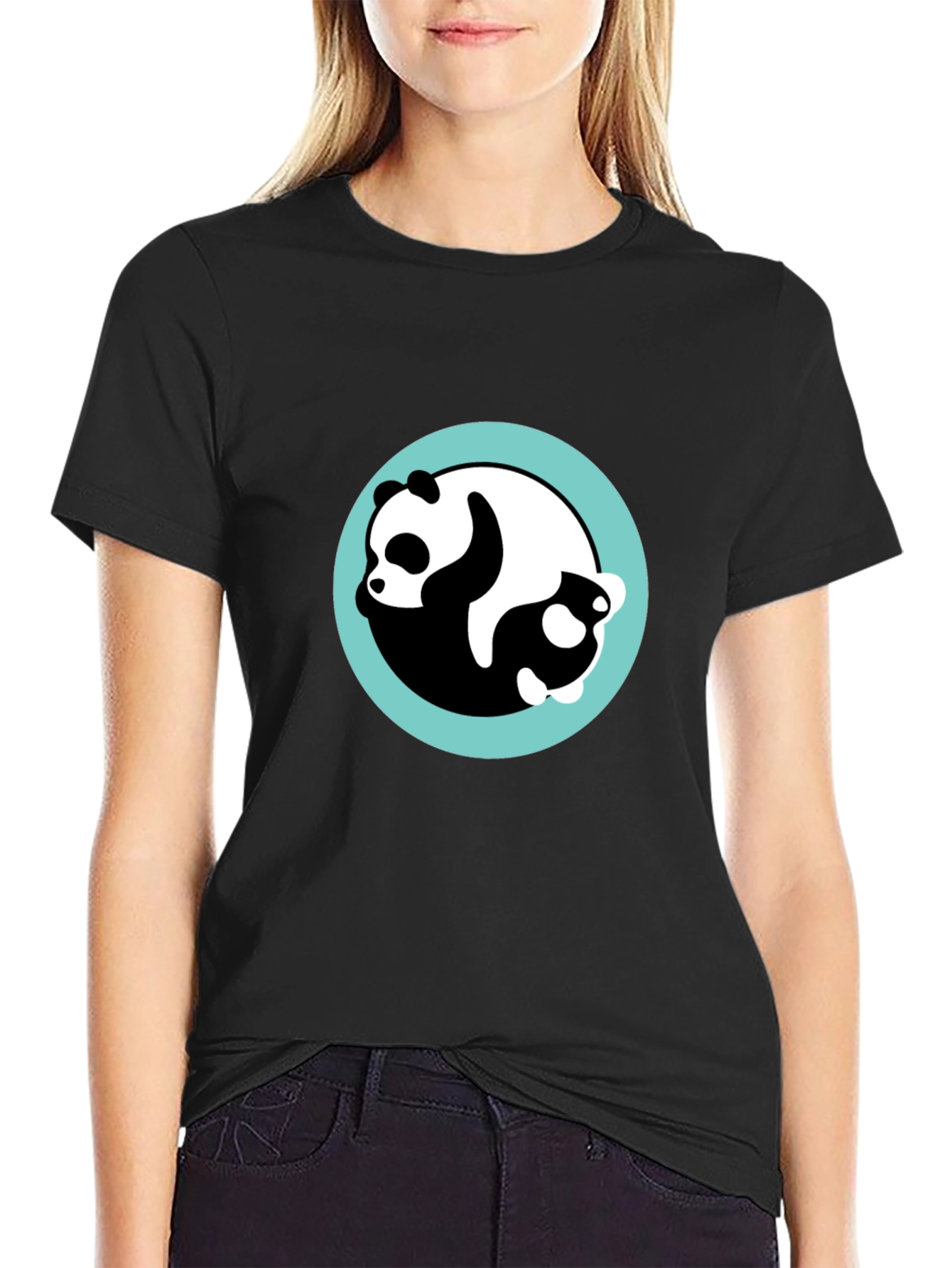 Yin Yang Panda Black T-Shirt
