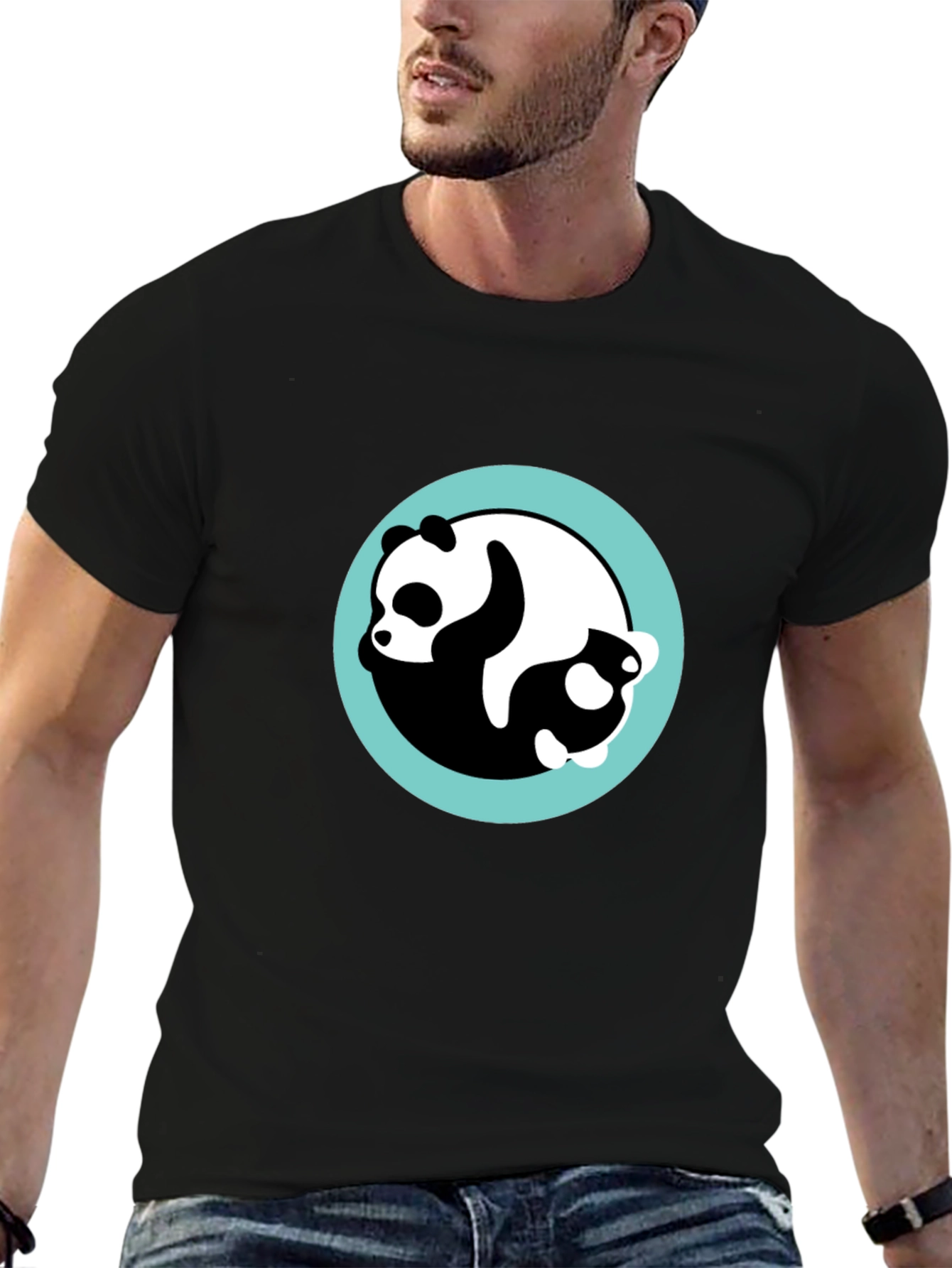 Yin Yang Panda Black T-Shirt