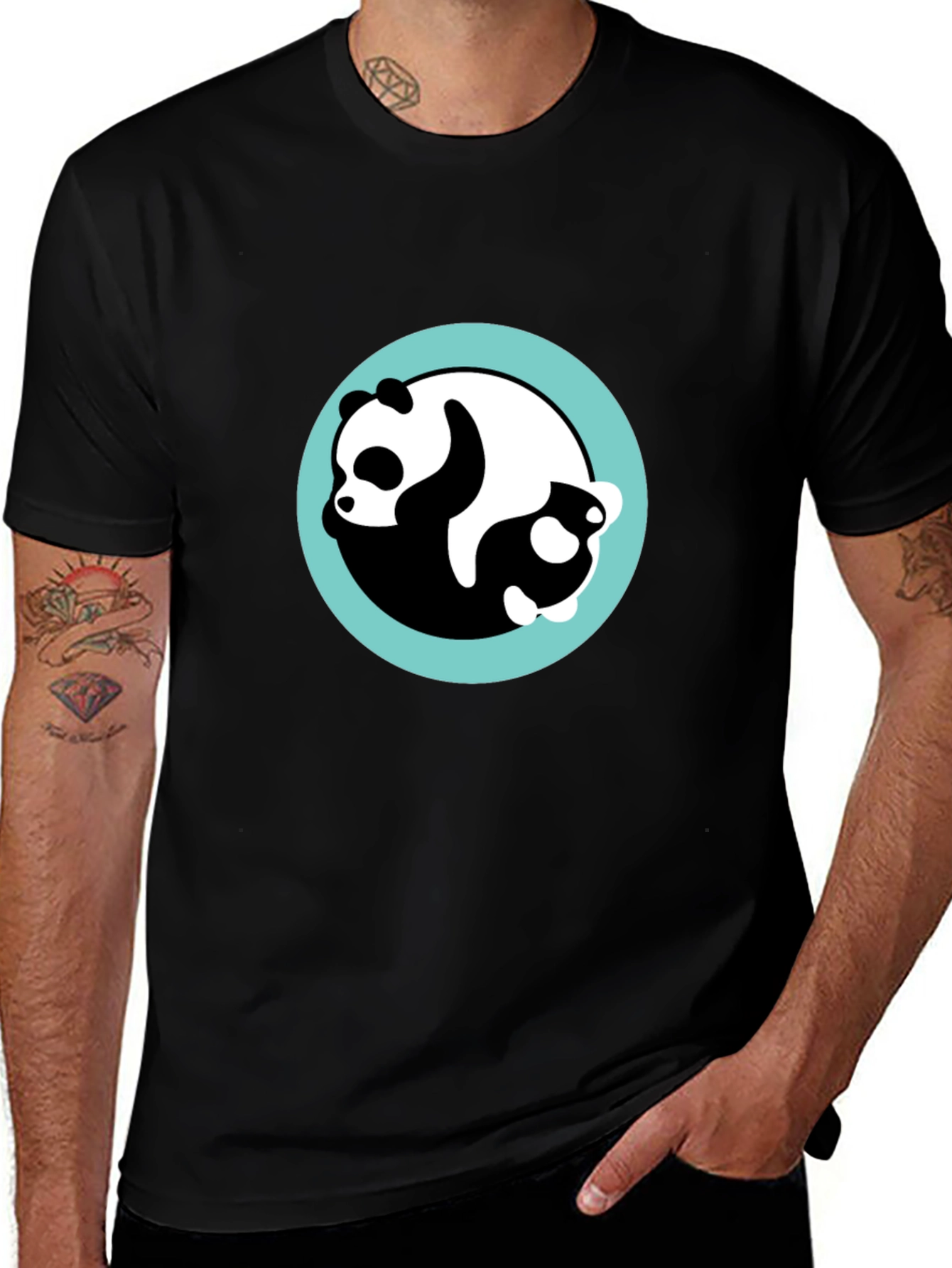 Yin Yang Panda Black T-Shirt