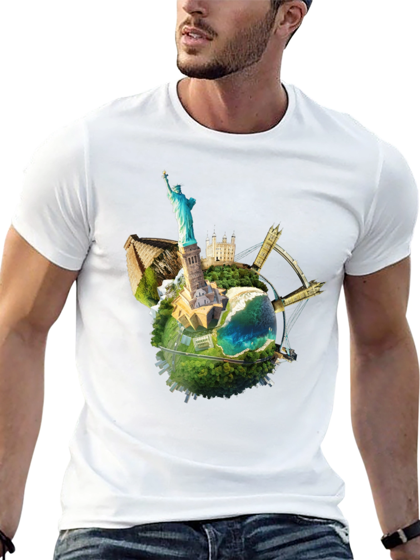 Globe Landmarks Graphic Tee - Black