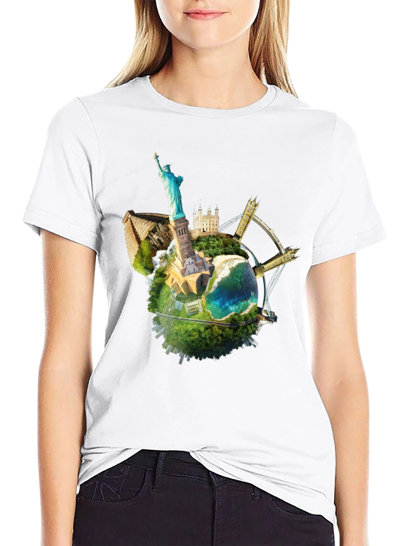 Globe Landmarks Graphic Tee - Black