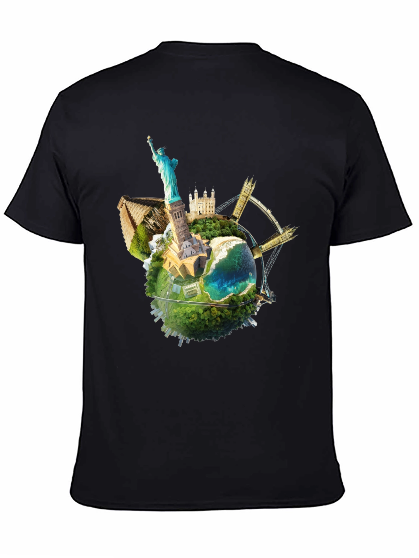 Globe Landmarks Graphic Tee - Black