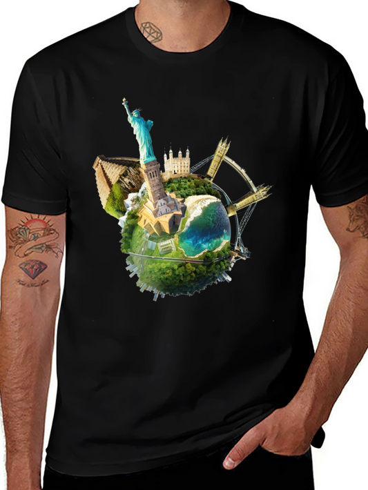 Globe Landmarks Graphic Tee - Black