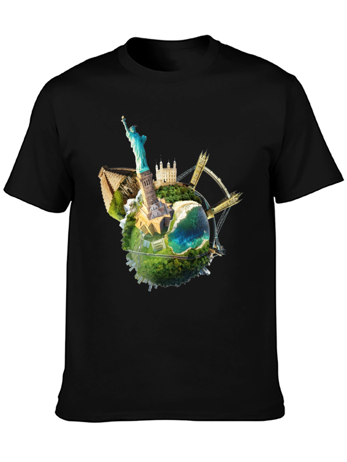 Globe Landmarks Graphic Tee - Black