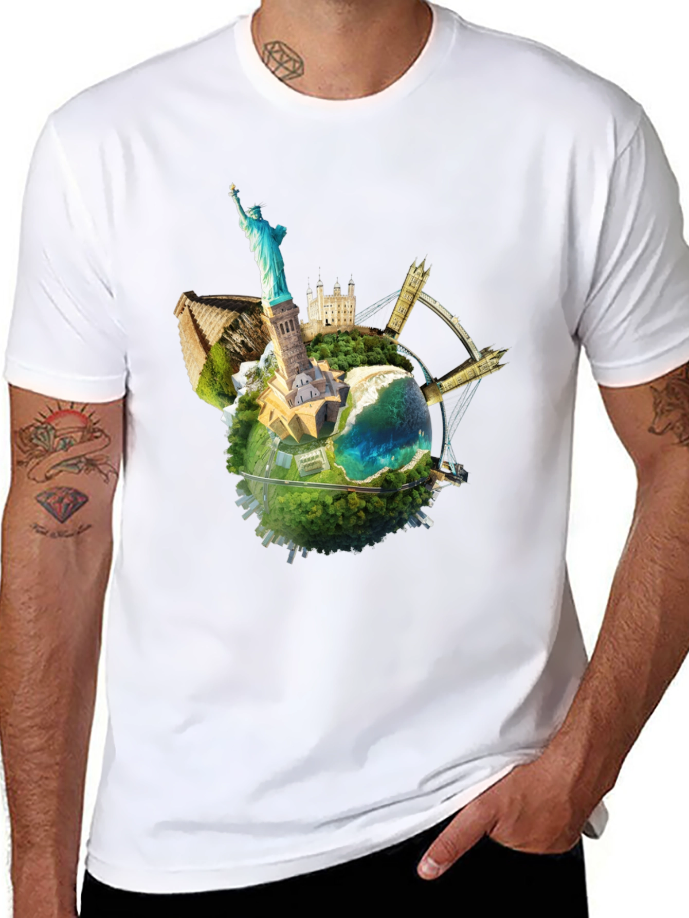 Globe Landmarks Graphic Tee - Black