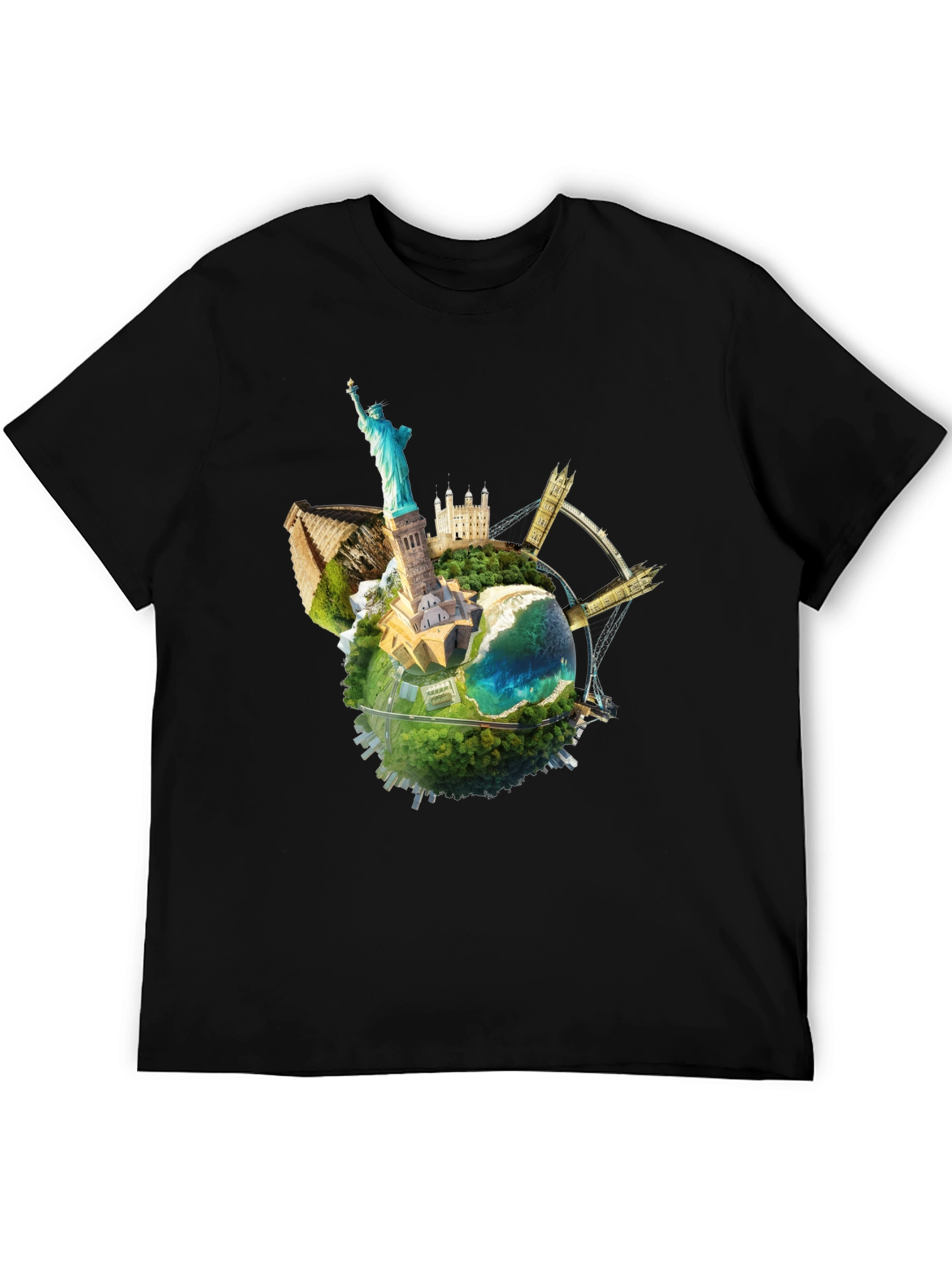 Globe Landmarks Graphic Tee - Black