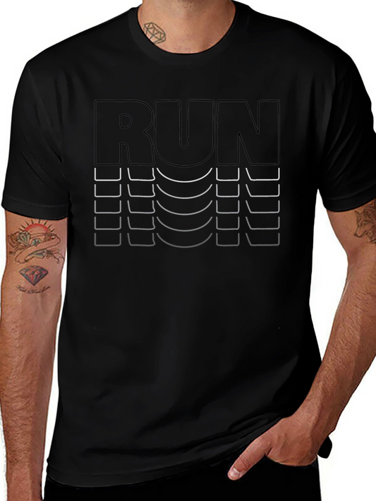 Run Graphic Print Black T-Shirt - Athletic Design