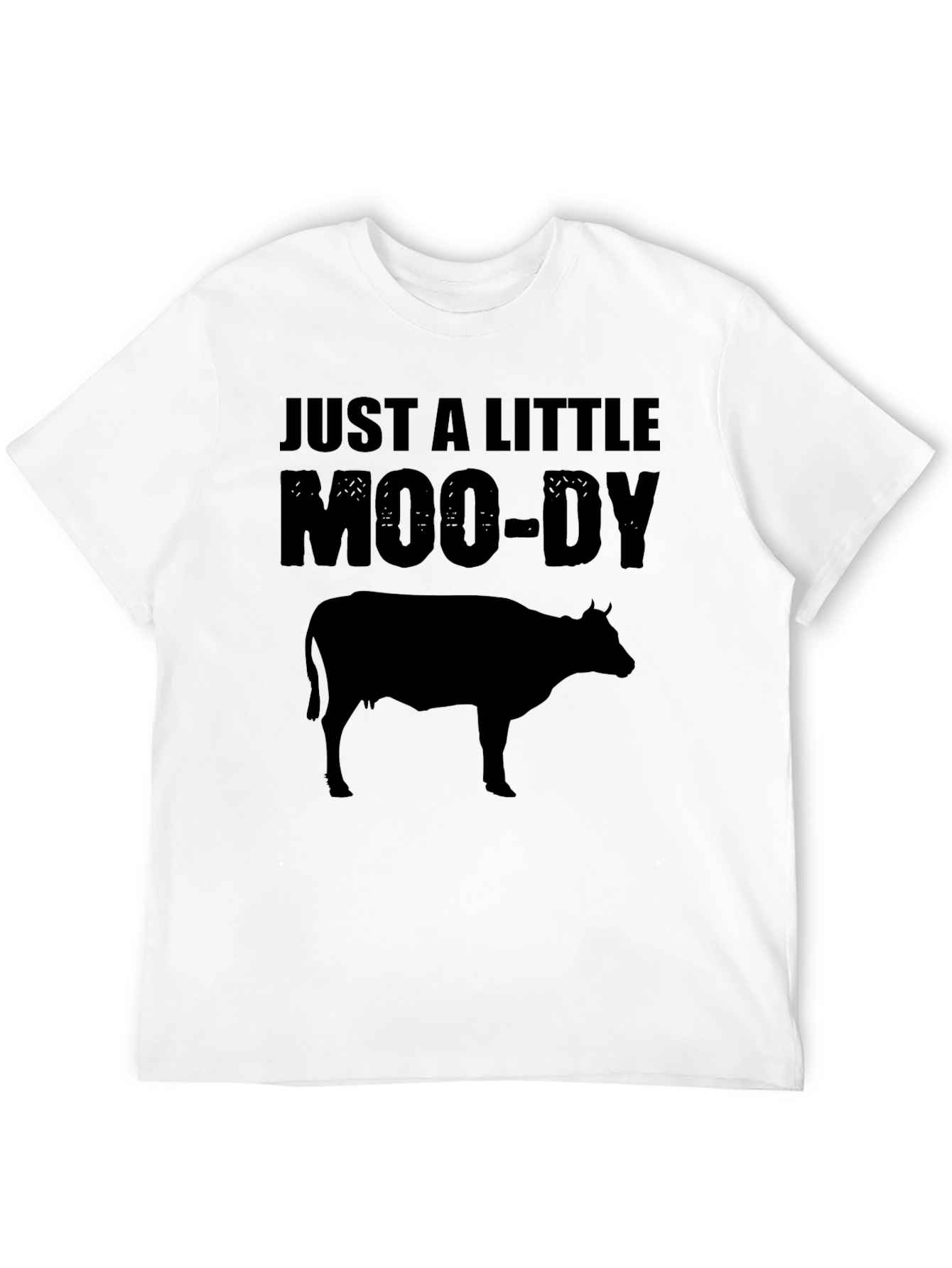 Just a Little Moo-Dy Black Graphic T-Shirt