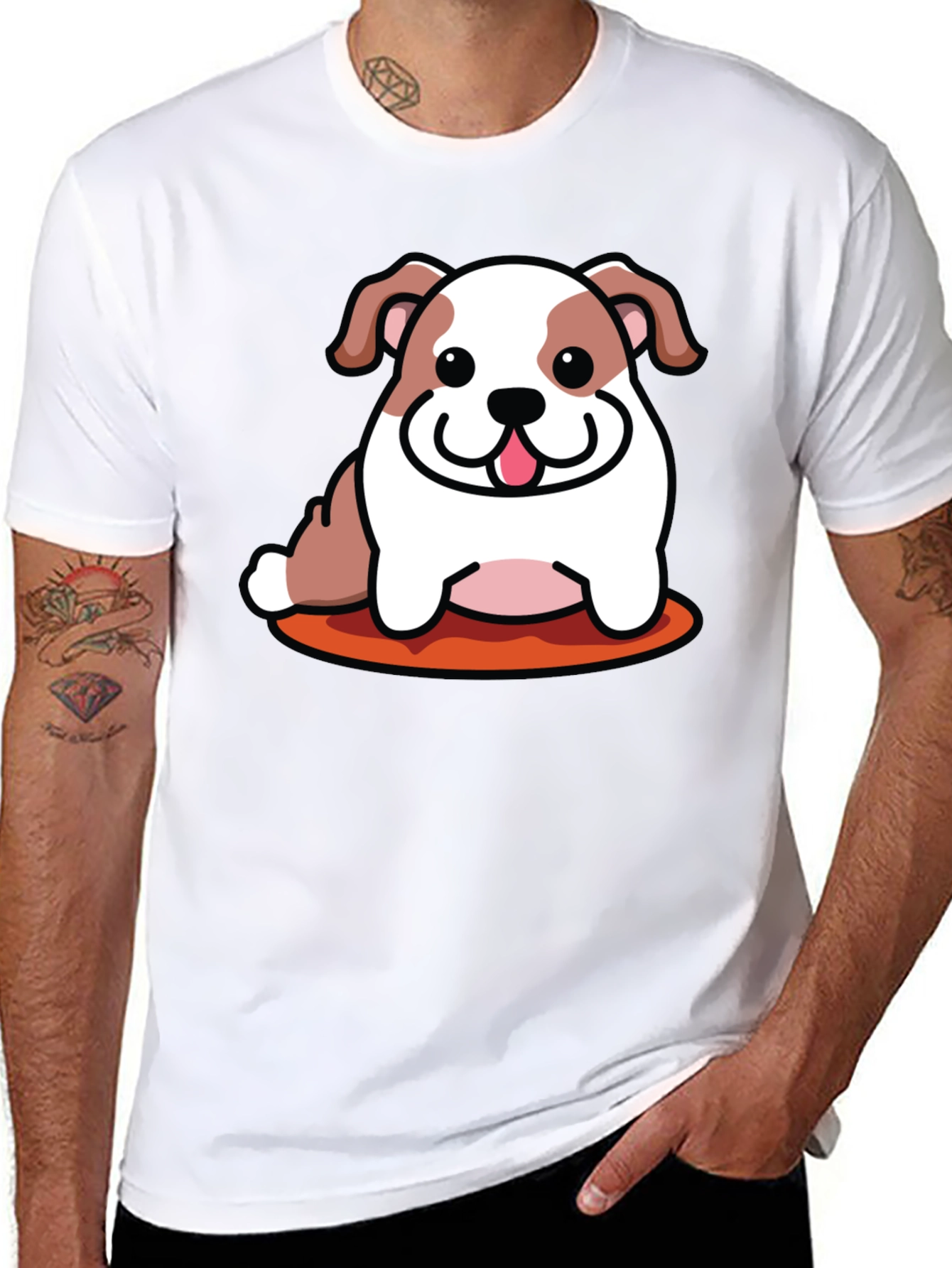 Cartoon Bulldog Graphic Tee - Black Unisex Shirt