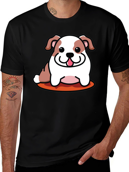Cartoon Bulldog Graphic Tee - Black Unisex Shirt