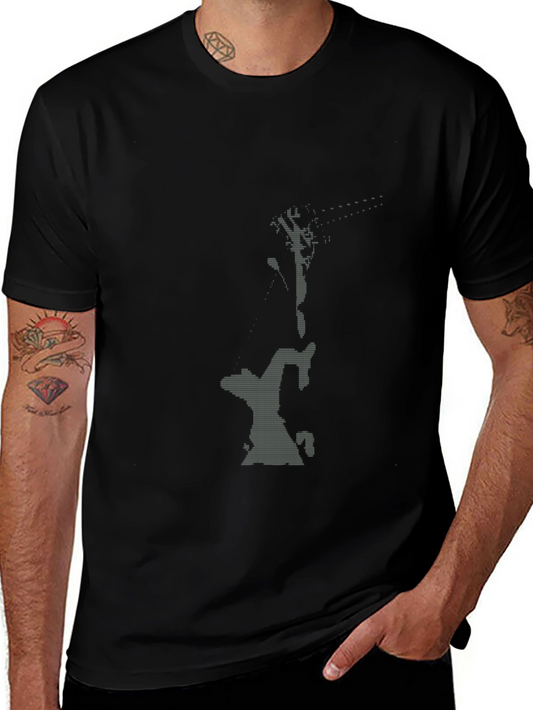 Stylish Black Graphic Tee - Climbing Design