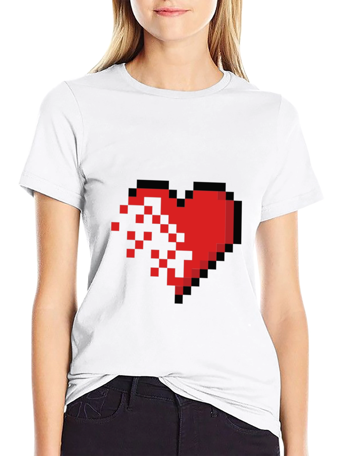 Pixel Heart Graphic Tee - Black