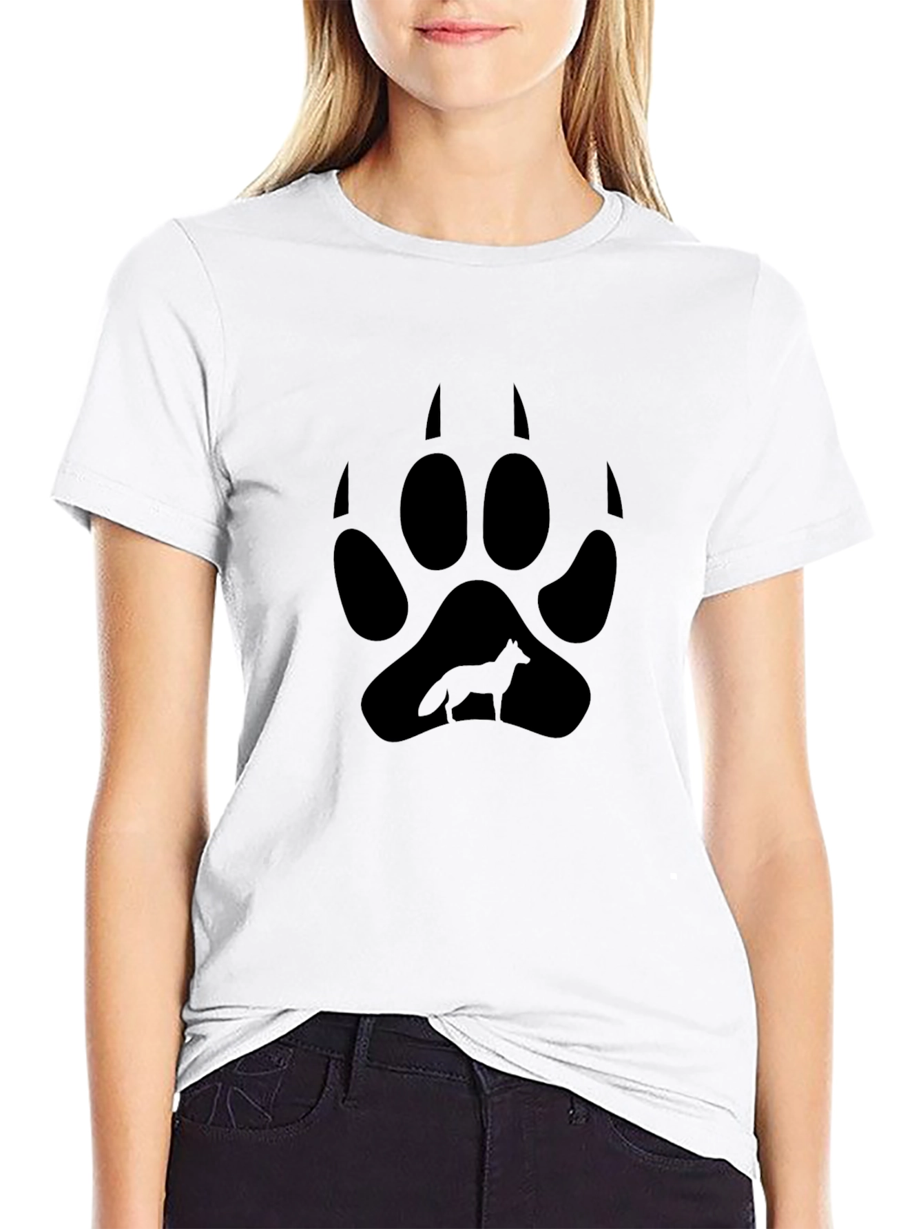Wolf Paw Print T-Shirt - Black