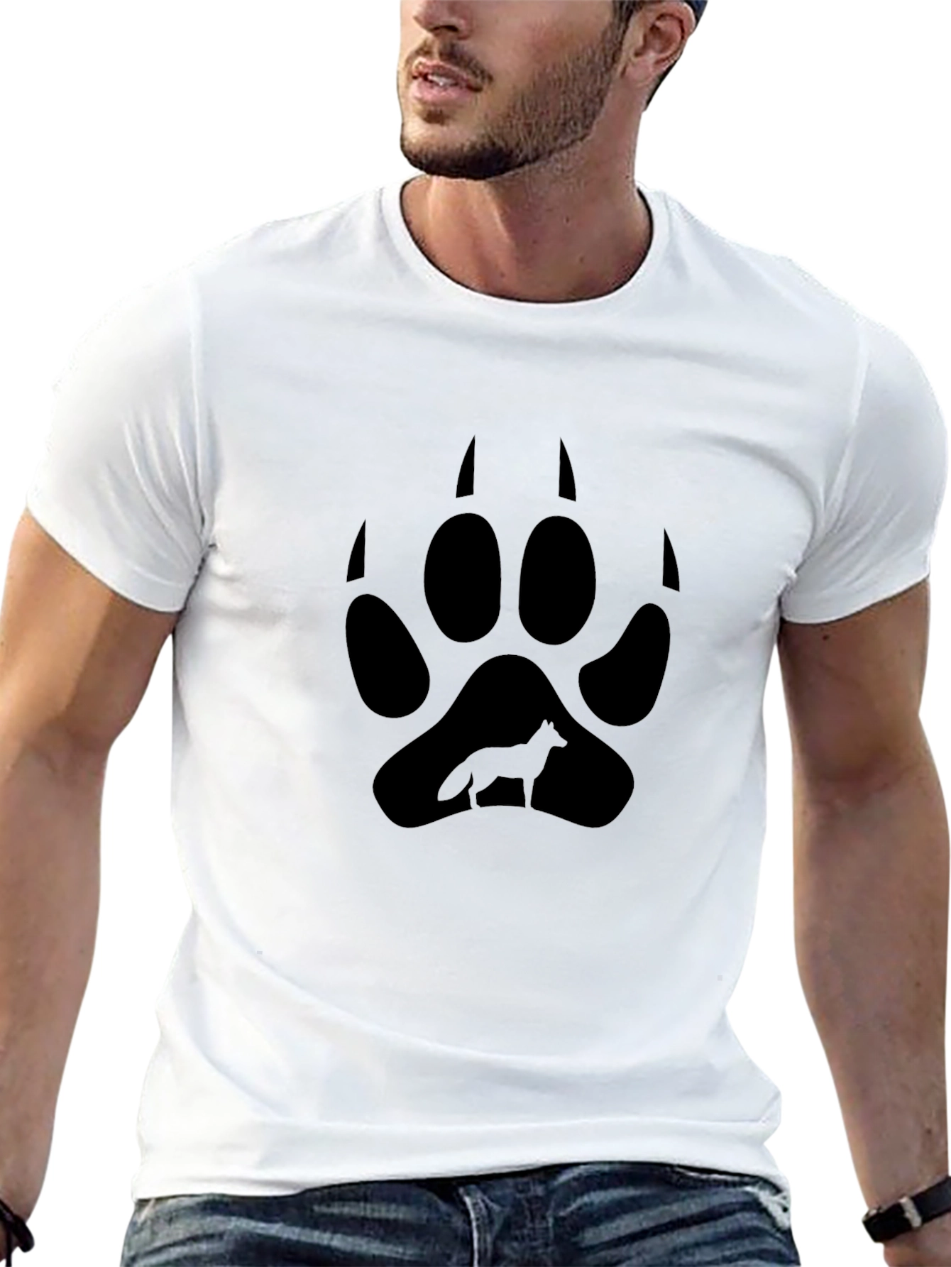 Wolf Paw Print T-Shirt - Black