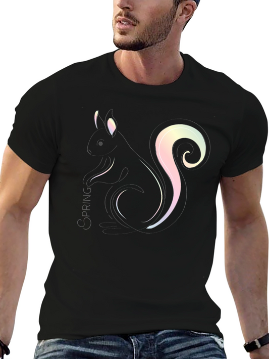 Spring Squirrel Graphic Tee - Black
