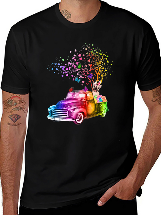 Easter Bunny Truck Heart Tree T-Shirt