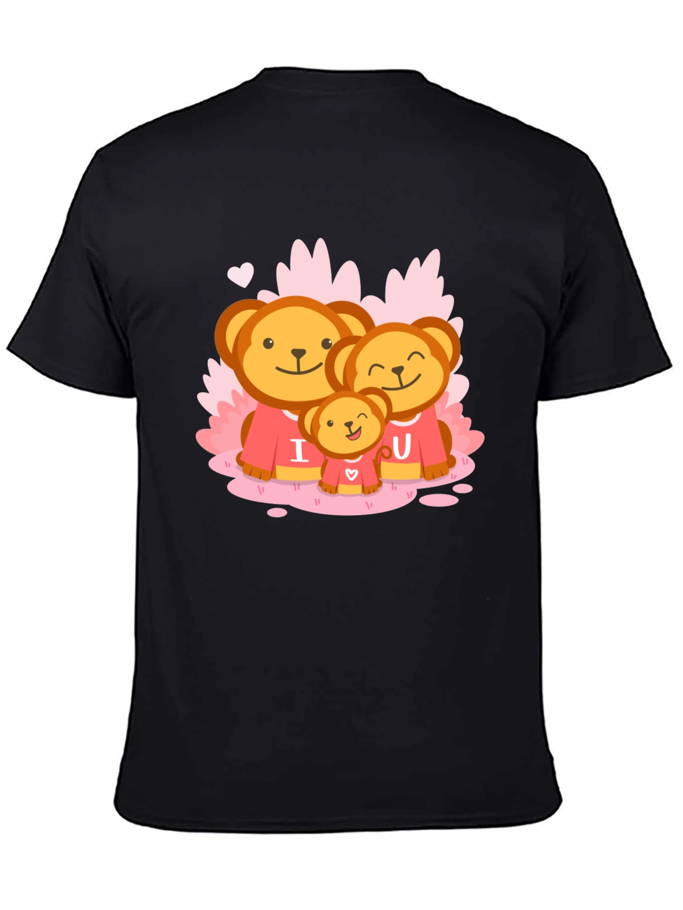 Cute Bear Family I Love You Black T-Shirt