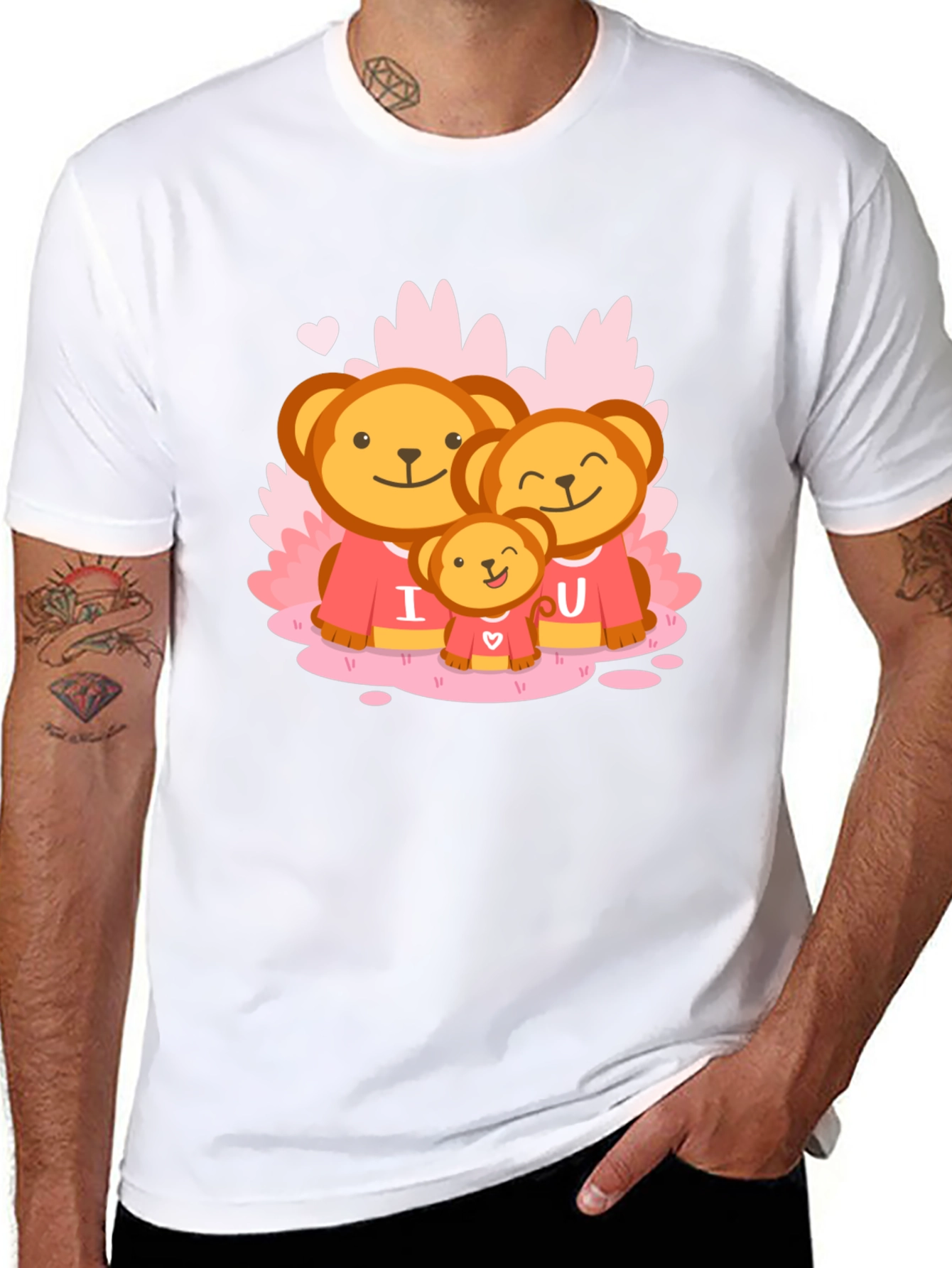 Cute Bear Family I Love You Black T-Shirt