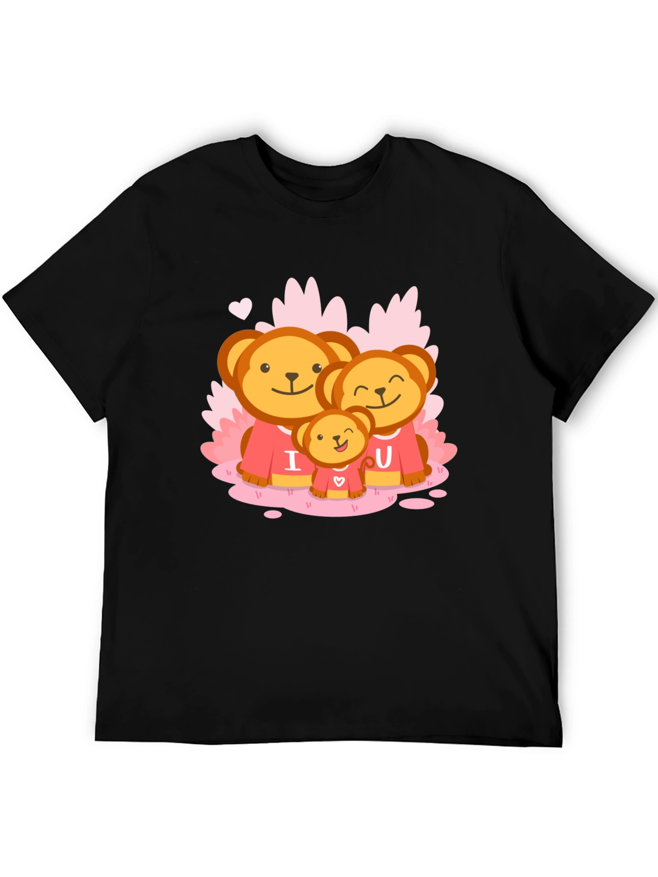 Cute Bear Family I Love You Black T-Shirt